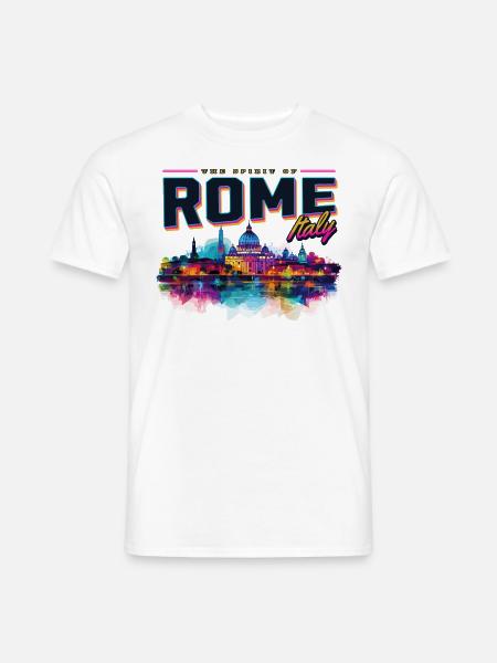 Rom Rome Italien Stadt Skyline Splash Neon Bunt - Männer T-Shirt - Weiß
