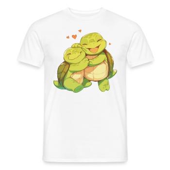 Turtles Love Hug Cuddle Heart Cute - Men's T-Shirt - white - Front - AI Model Male 178 dark (178cm)