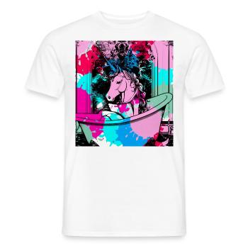 Licorne, graffiti, salle de bain, bain, peinture, coloré - T-shirt homme - blanc - Devant - AI Model Male 178 dark (178cm)
