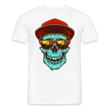 T Shirt Design Hipster Skull - Men's T-Shirt - white - Front - AI Model Male 178 dark (178cm)