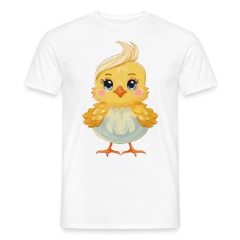 Chick with a funny hairstyle - Men's T-Shirt - white - Front - AI Model Male 178 dark (178cm)