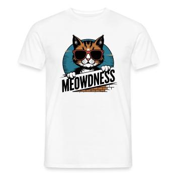Meowdness Cat Sunglasses - Men's T-Shirt - white - Front - AI Model Male 178 dark (178cm)