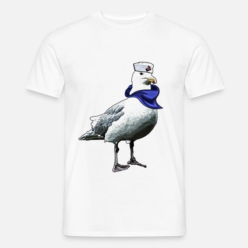 Seefahrer Möwe | Yolo-Artwork - Männer T-Shirt - Weiß