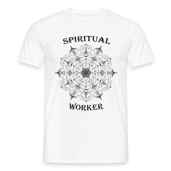 Mandala de travail spirituel - T-shirt homme - blanc - Devant - AI Model Male 178 dark (178cm)