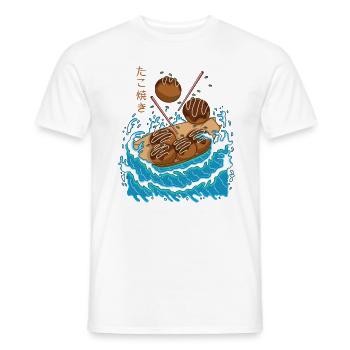 Takoyaki dans la vague - T-shirt homme - blanc - Devant - AI Model Male 178 dark (178cm)