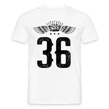 36 Number crown - Men's T-Shirt - white - Front - AI Model Male 178 dark (178cm)