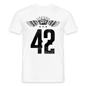 42 Number crown - Men's T-Shirt - white - Front - AI Model Male 178 dark (178cm)