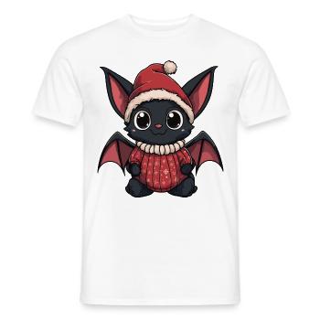 Fledermaus Weihnachten Comic - Männer T-Shirt - Weiß - Vorne - AI Model Male 178 dark (178cm)