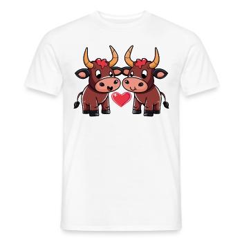Stier Paar Herz - Männer T-Shirt - Weiß - Vorne - AI Model Male 178 dark (178cm)