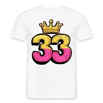 33 Nombre Couronne - T-shirt homme - blanc - Devant - AI Model Male 178 dark (178cm)