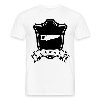 Armoiries de l’icône de scie - T-shirt homme - blanc - Devant - AI Model Male 178 dark (178cm)
