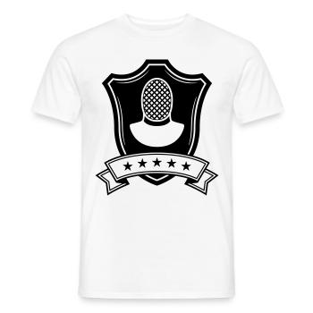 Fencing Mask Coat of Arms - Men's T-Shirt - white - Front - AI Model Male 178 dark (178cm)