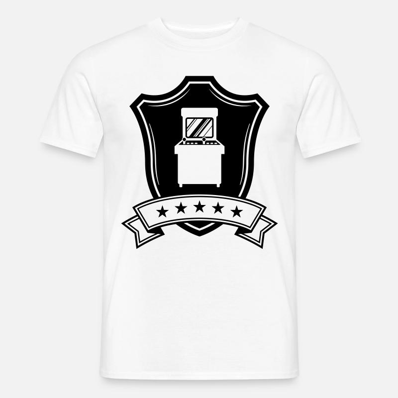 Arcade Retro Gamer Wappen - Männer T-Shirt - Weiß