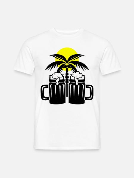 Bier Strand Palmen Insel - Männer T-Shirt - Weiß