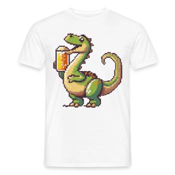 Dinosaurier brontosaurus Bier Pixel - Männer T-Shirt - Weiß - Vorne - AI Model Male 178 dark (178cm)