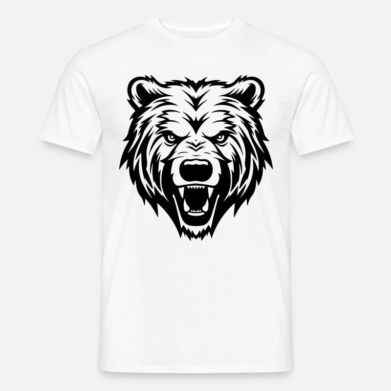Grizzly Bär Kopf - Männer T-Shirt - Weiß