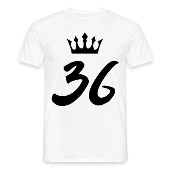 36 Number crown - Men's T-Shirt - white - Front - AI Model Male 178 dark (178cm)
