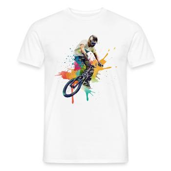 BMX Fahrrad Biker Stunt Trick Freestyle Splash - Männer T-Shirt - Weiß - Vorne - AI Model Male 178 dark (178cm)