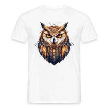 Owl Geometric Bird Nature Mysticism Colorful Art - Men's T-Shirt - white - Front - AI Model Male 178 dark (178cm)