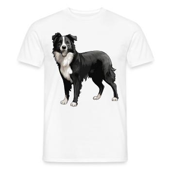 Border Collie Chien Animal - T-shirt homme - blanc - Devant - AI Model Male 178 dark (178cm)
