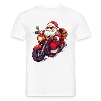 Weihnachtsmann Motorrad Sonnenbrille Weihnachten - Männer T-Shirt - Weiß - Vorne - AI Model Male 178 dark (178cm)