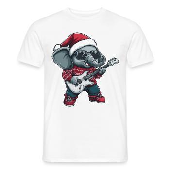 Elephant Christmas Rocker Guitar - Men's T-Shirt - white - Front - AI Model Male 178 dark (178cm)