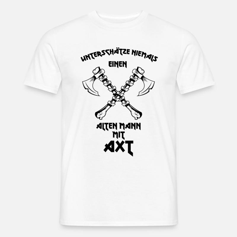 Alter Mann mit Axt - Männer T-Shirt - Weiß