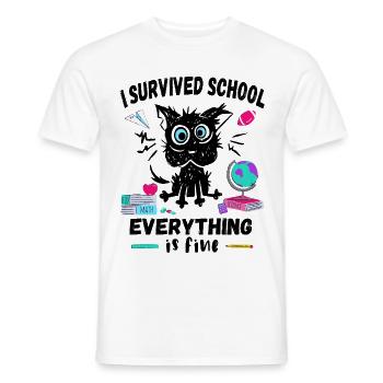 Last day of school, I survived School - Men's T-Shirt - white - Front - AI Model Male 178 dark (178cm)