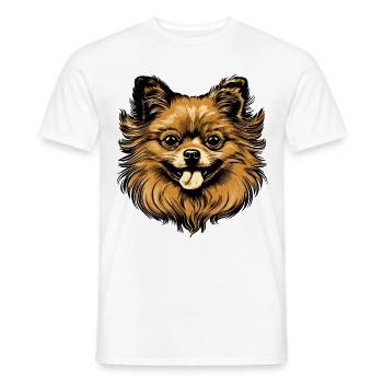 Pomeranian Dog Head Animal - Men's T-Shirt - white - Front - AI Model Male 178 dark (178cm)