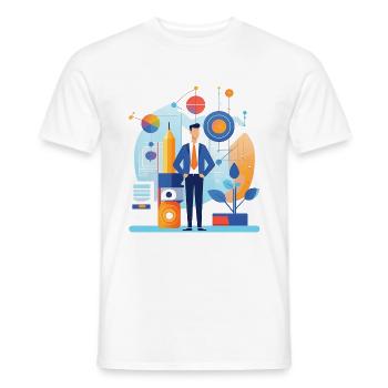 Businessman in the office illustration - Men's T-Shirt - white - Front - AI Model Male 178 dark (178cm)
