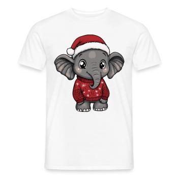 Bande dessinée de Noël éléphant - T-shirt homme - blanc - Devant - AI Model Male 178 dark (178cm)