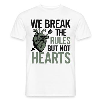 « Nous brisons les règles mais pas les cœurs » Design audacieux - T-shirt homme - blanc - Devant - AI Model Male 178 dark (178cm)