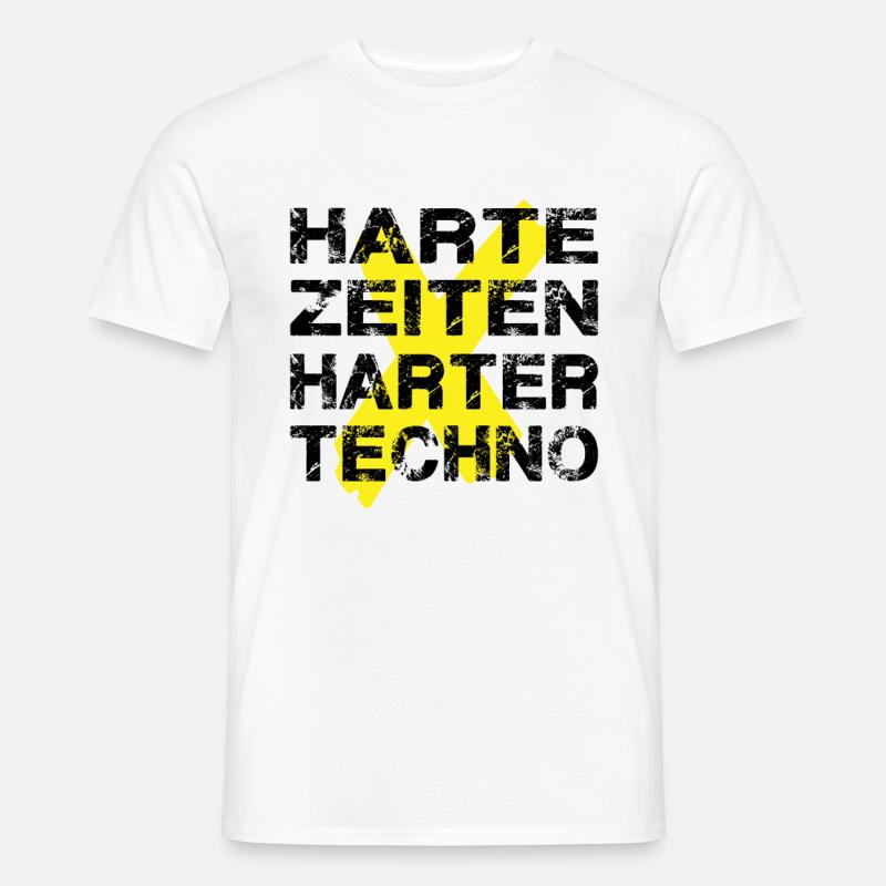 Harte Zeiten Harter Techno - Männer T-Shirt - Weiß