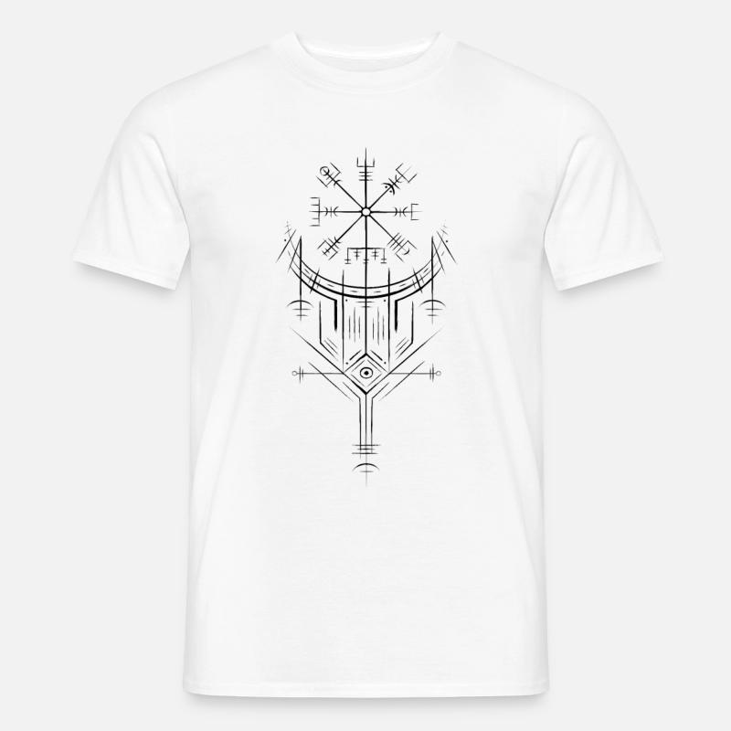 Vegvisir Runes Compass - Germanic Celts Vikings - Men’s T-shirt - white