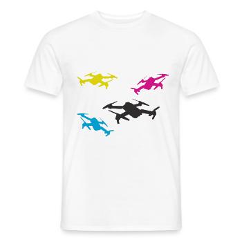 Drones volants - quattrocopter - T-shirt homme - blanc - Devant - AI Model Male 178 dark (178cm)