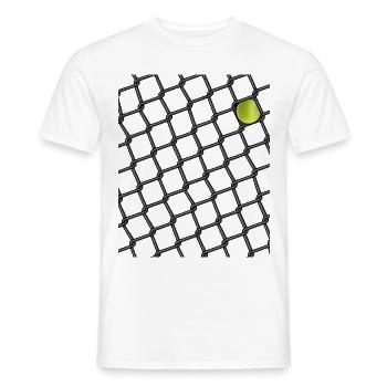 Grid fence with tennis ball gift for tennis - Men's T-Shirt - white - Front - AI Model Male 178 dark (178cm)