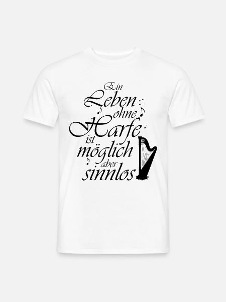 Harfe Instrument Harfenspielerin Harp Player - Männer T-Shirt - Weiß