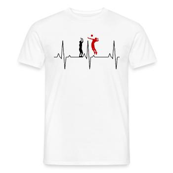 Volleyball heartbeat volleyball player volleyball game - Men's T-Shirt - white - Front - AI Model Male 178 dark (178cm)