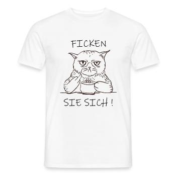 Ficken Sie Sich - Fuck You - Lustiges Katzen - Männer T-Shirt - Weiß - Vorne - AI Model Male 178 dark (178cm)