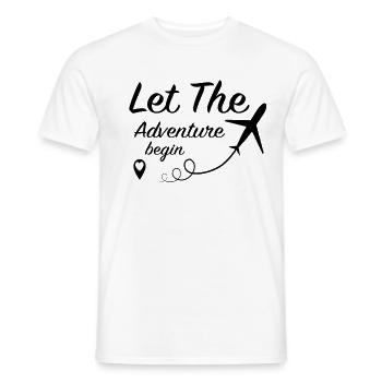 Let The Adventure Begin – Travel Airplane Travel - Men's T-Shirt - white - Front - AI Model Male 178 dark (178cm)