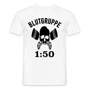 Motorrad Moped Blutgruppe 1:50 Benzin Gemisch Mofa - Männer T-Shirt - Weiß - Vorne - AI Model Male 178 dark (178cm)