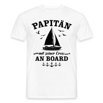 Papitän Papa Kapitän Segelboot Segeln - Männer T-Shirt - Weiß - Vorne - AI Model Male 178 dark (178cm)