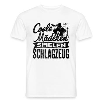 Coole Mädchen Spielen Schlagzeug Musikinstrument M - Männer T-Shirt - Weiß - Vorne - AI Model Male 178 dark (178cm)