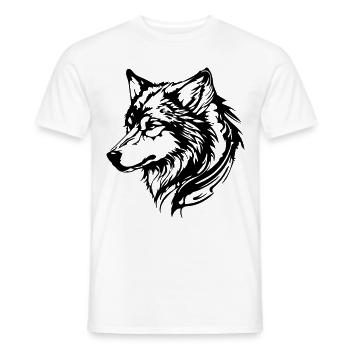 Tête de loup - T-shirt homme - blanc - Devant - AI Model Male 178 dark (178cm)