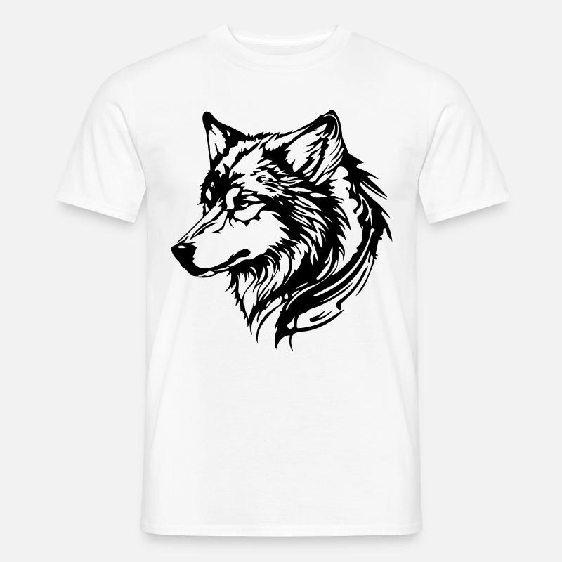 Wolf Kopf - Männer T-Shirt - Weiß