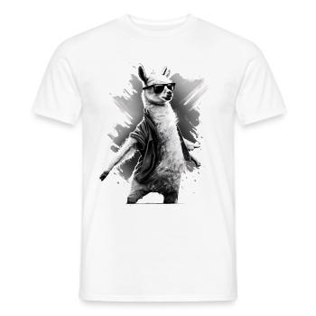 Dancing Llama Llamas Alpaca Animal Gift Idea - Men's T-Shirt - white - Front - AI Model Male 178 dark (178cm)
