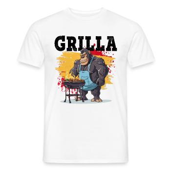 Grillen Grilla Griller Gorilla BBQ Spruch Lustig - Männer T-Shirt - Weiß - Vorne - AI Model Male 178 dark (178cm)
