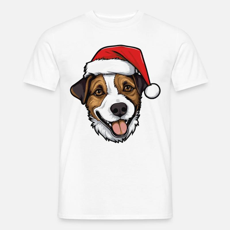 Jack Russel Terrier Cane Testa di Natale - T-shirt uomo - bianco