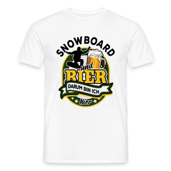 Snowboard & Bier - darum bin ich hier - Männer T-Shirt - Weiß - Vorne - AI Model Male 178 dark (178cm)