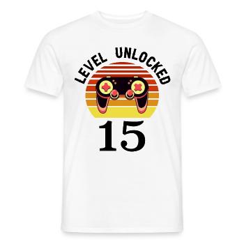 Level 15 unlocked 15 Birthday 15 years old - Men's T-Shirt - white - Front - AI Model Male 178 dark (178cm)